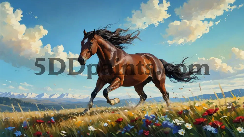 Amazello decoration 20x30cm Square Drill / 2 5D Diamond Painting Galloping Horse in the Sun