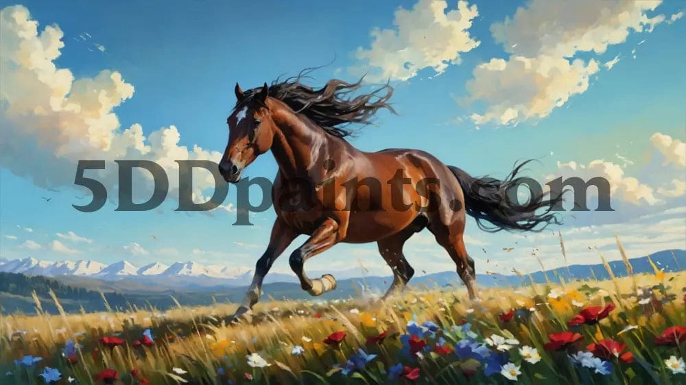 Amazello decoration 20x30cm Square Drill / 2 5D Diamond Painting Galloping Horse in the Sun