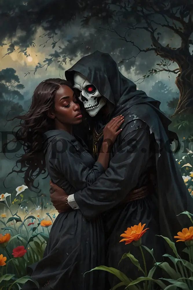 Amazello decoration 20x30cm Square Drill / Black woman 5D Diamond Painting Gothic Death's Embrace**Exclusive Collection**