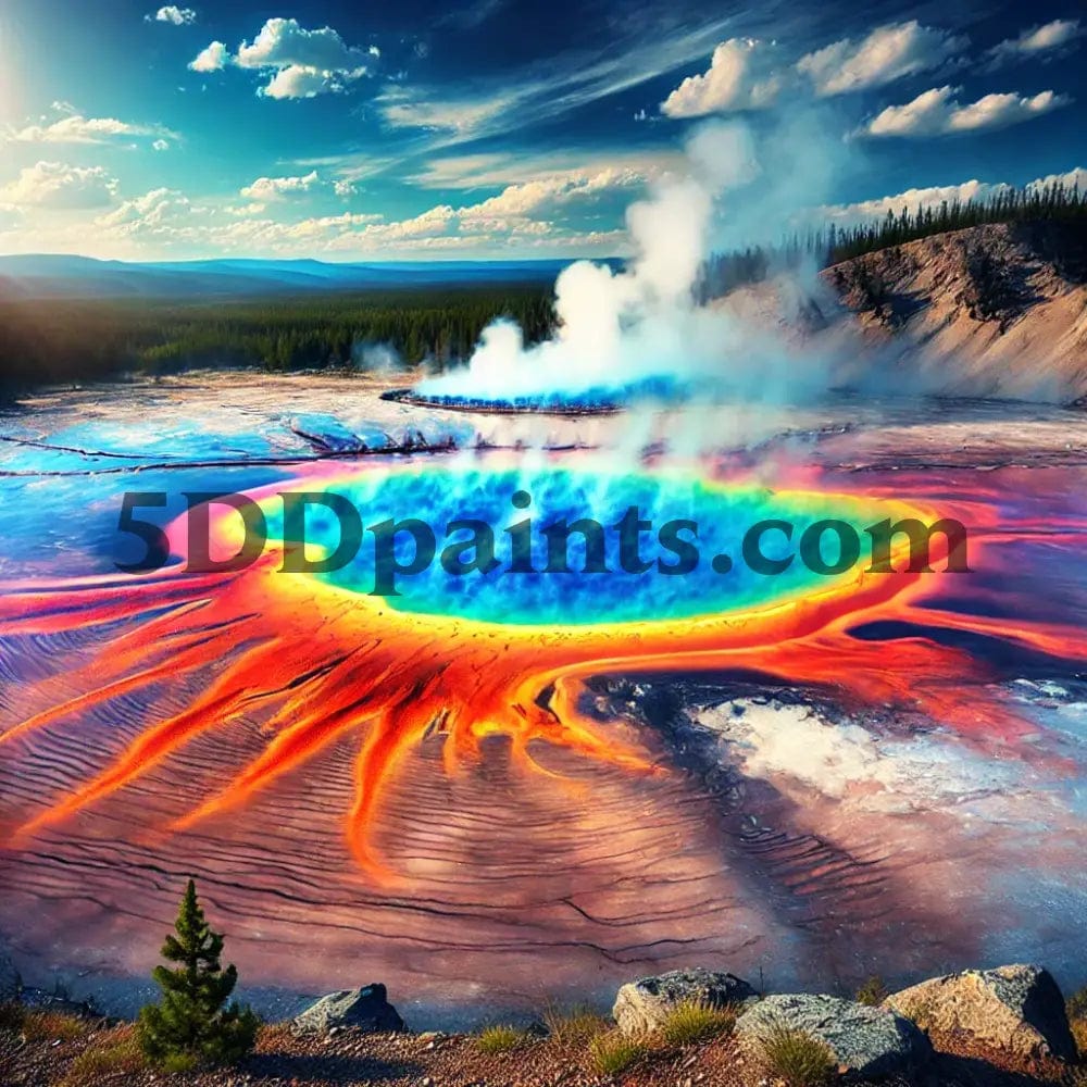 5DDPaints.com arts and crafts kit 5D Diamond Painting Grand Prismatic Spring - US National Park Series