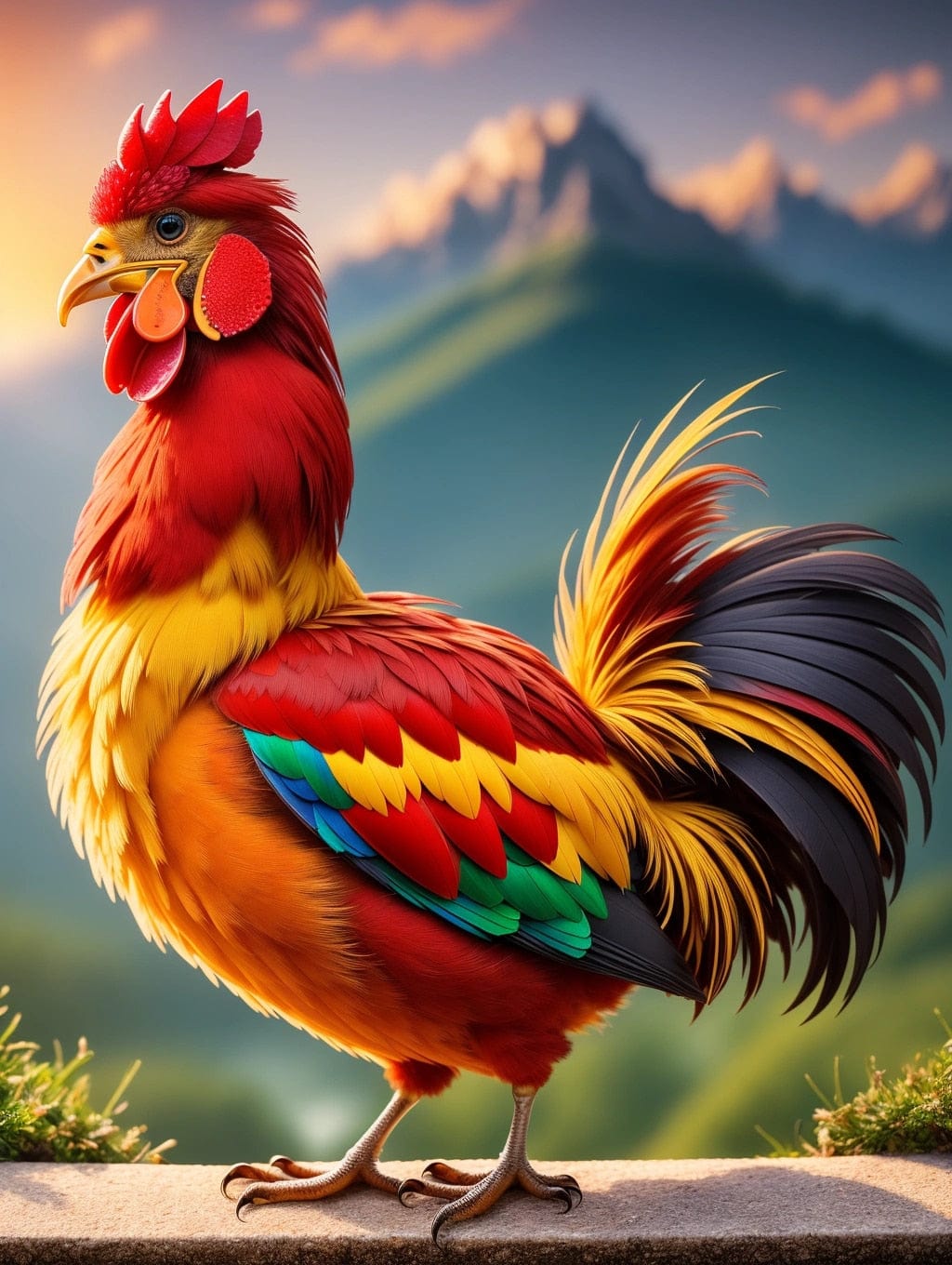 Amazello arts and crafts kit 3974 / Square Drill 20x30cm 5D Diamond Painting - Handsome Rooster