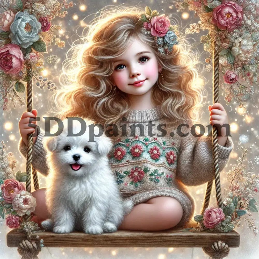 Amazello arts and crafts kit 5D Diamond Painting Happy Little Girl