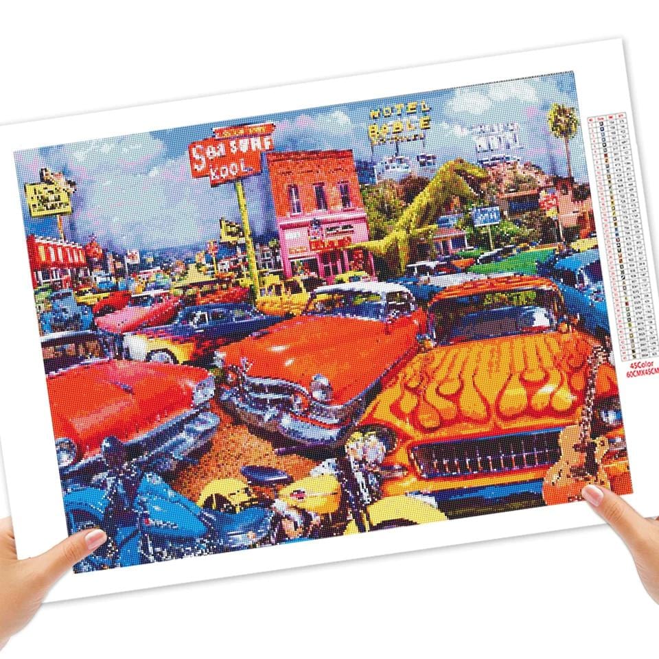 Amazello arts and crafts kit 5D Diamond Painting Hot Rods