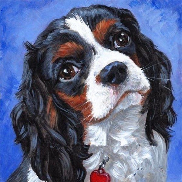 Amazello arts and crafts kit 3730 / Square Drill 20x20cm 5D Diamond Painting King Charles Spaniel