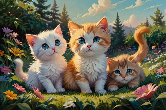 Amazello Art & Craft Kits 5D Diamond Painting Kittens in the Garden