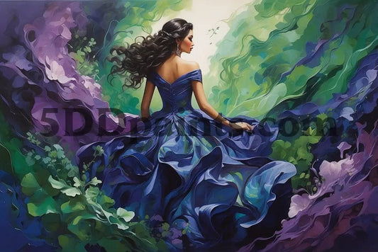 Amazello decoration 5D Diamond Painting Lady in Blue