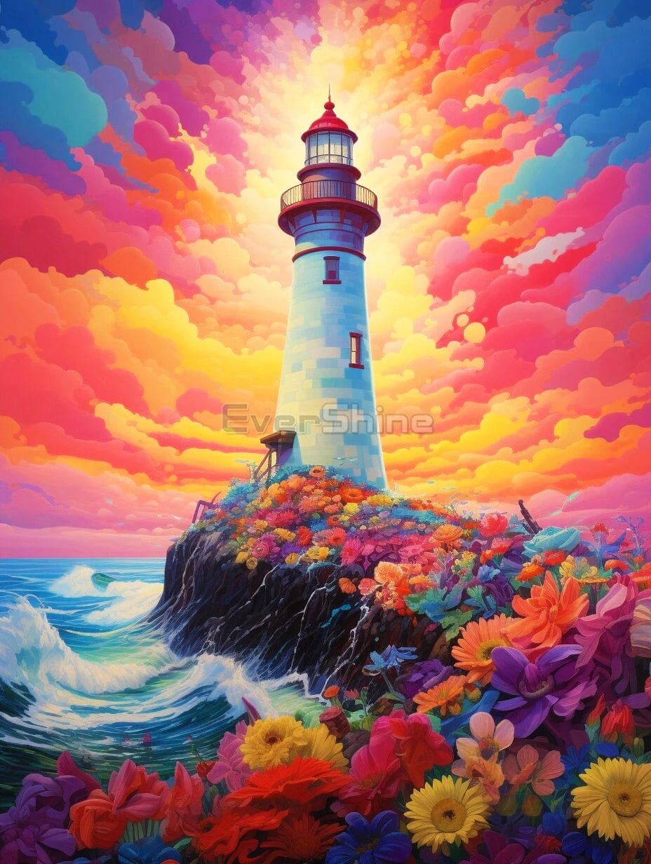 Amazello arts and crafts kit 5265 / Full Square 20X30cm 5D Diamond Painting Magical Lighthouse