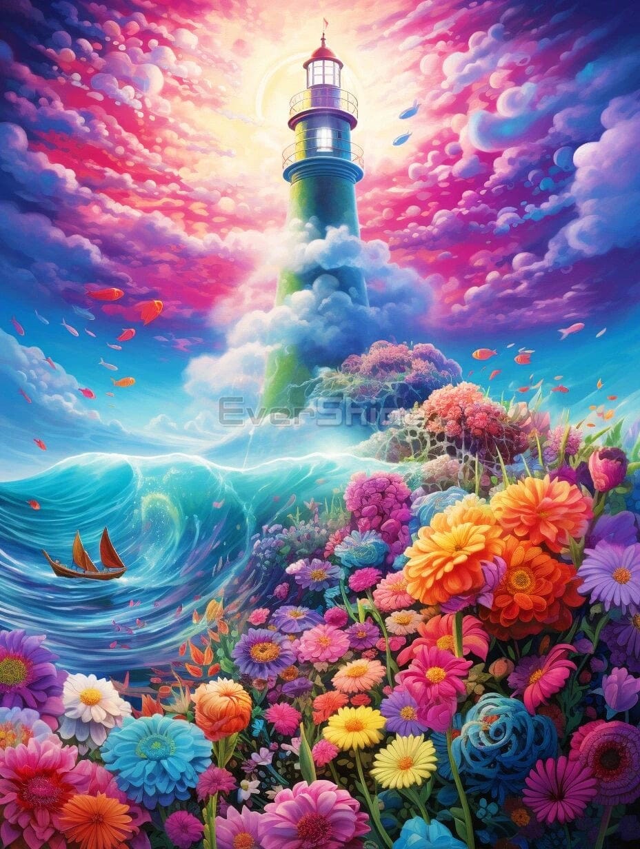 Amazello arts and crafts kit 5270 / Full Square 20X30cm 5D Diamond Painting Magical Lighthouse