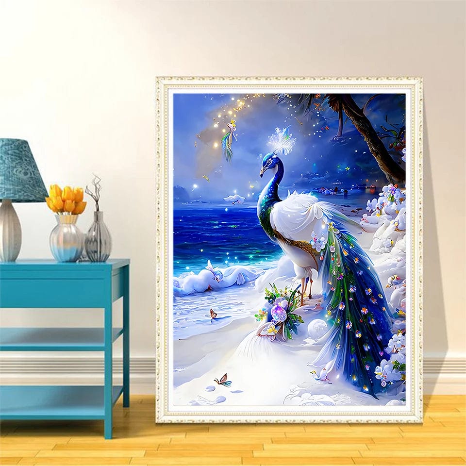 Amazello arts and crafts kit 5D Diamond Painting - Magical Peacock  **round drills**