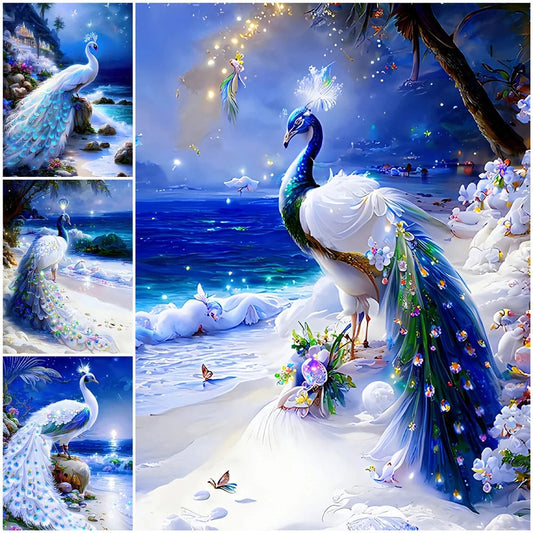 Amazello arts and crafts kit 5D Diamond Painting - Magical Peacock  **round drills**