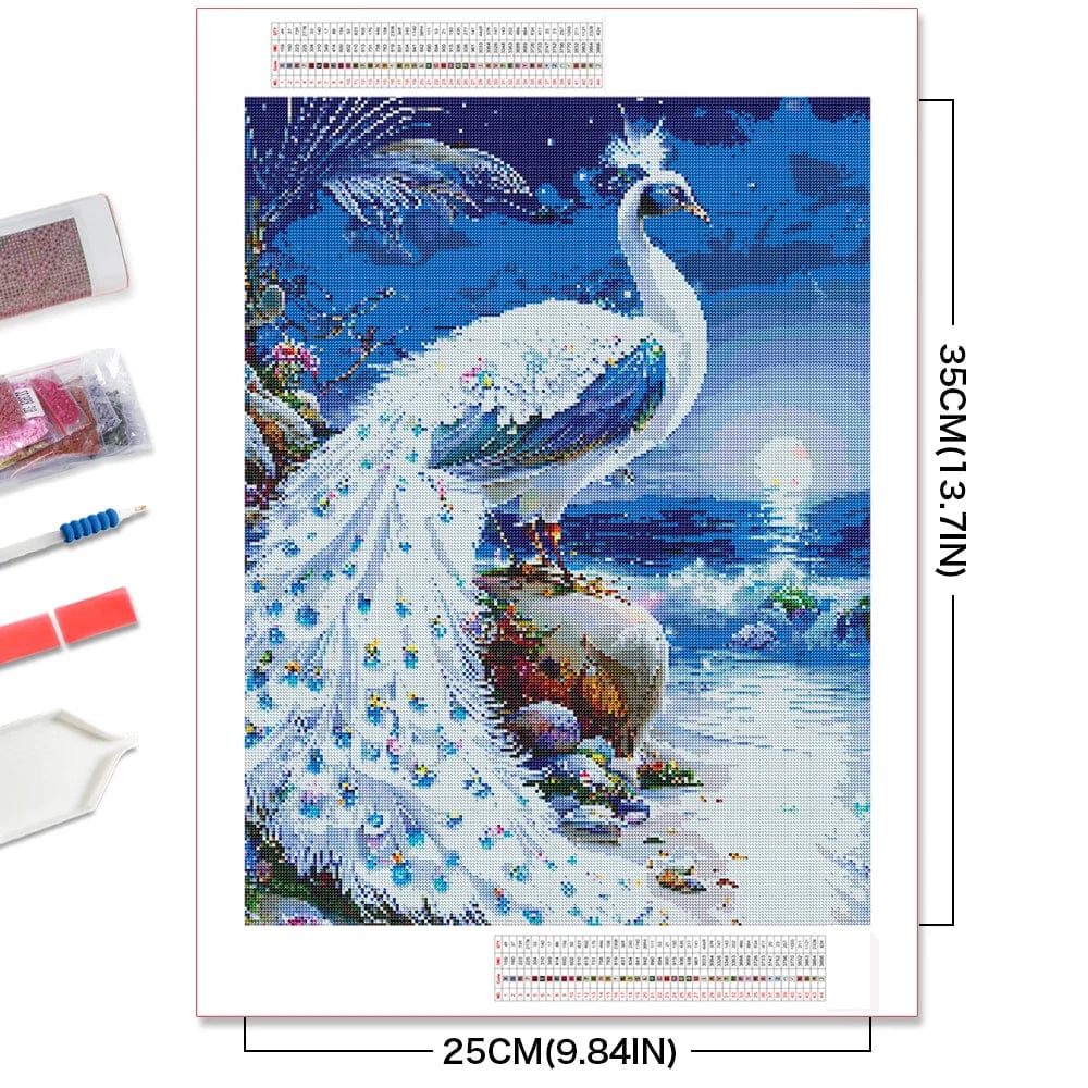 Amazello arts and crafts kit 5D Diamond Painting - Magical Peacock  **round drills**