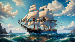 5D Diamond Painting Majestic Sailship On The Open Sea Square Drill / 20X30 2 Art & Craft Kits