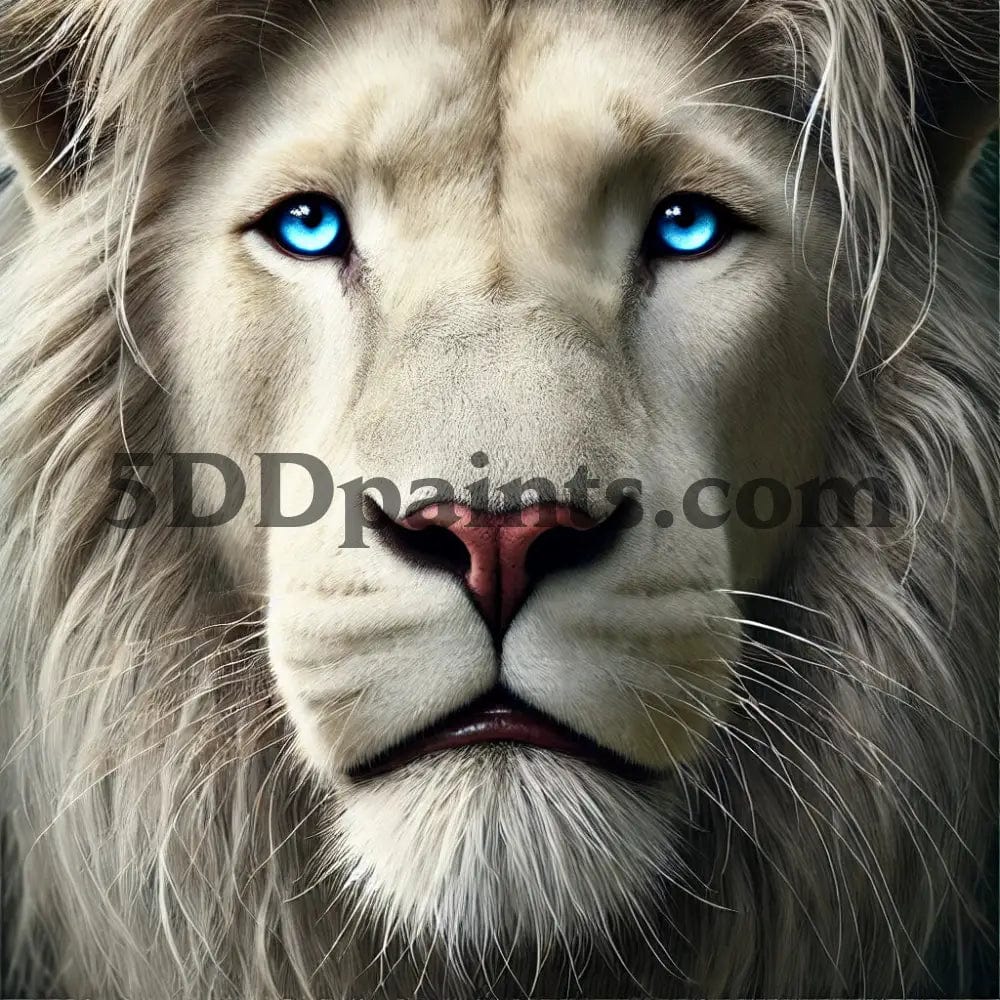 Amazello Art & Craft Kits 5D Diamond Painting Majestic Serenity: The White Lion with Sapphire Eyes