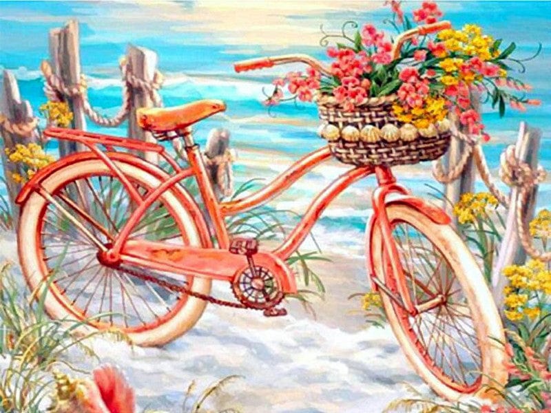 Amazello arts and crafts kit 3423 / Square Drill 30x20cm 5D Diamond Painting Mini Bike Landscape Collection