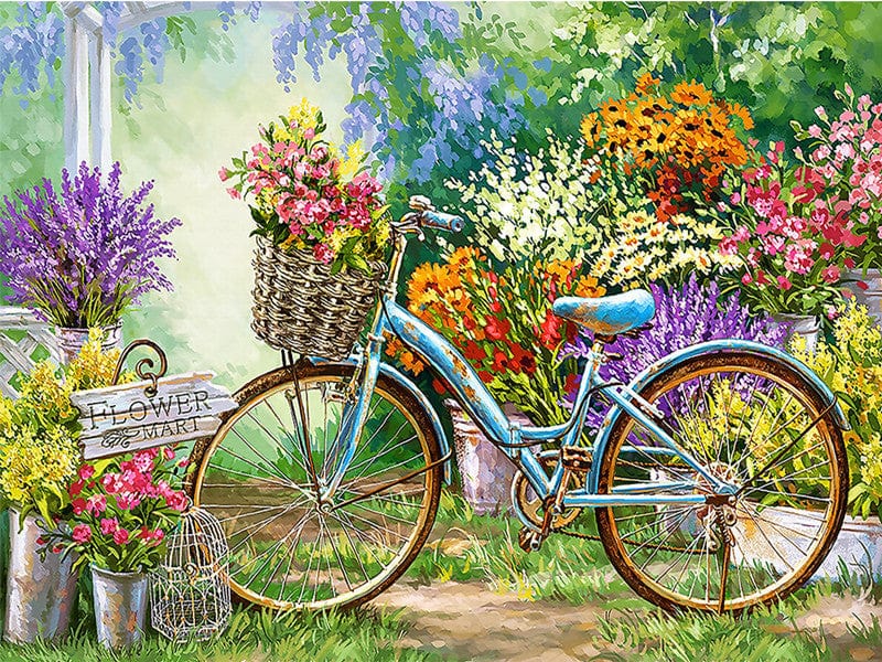 Amazello arts and crafts kit 3427 / Square Drill 30x20cm 5D Diamond Painting Mini Bike Landscape Collection