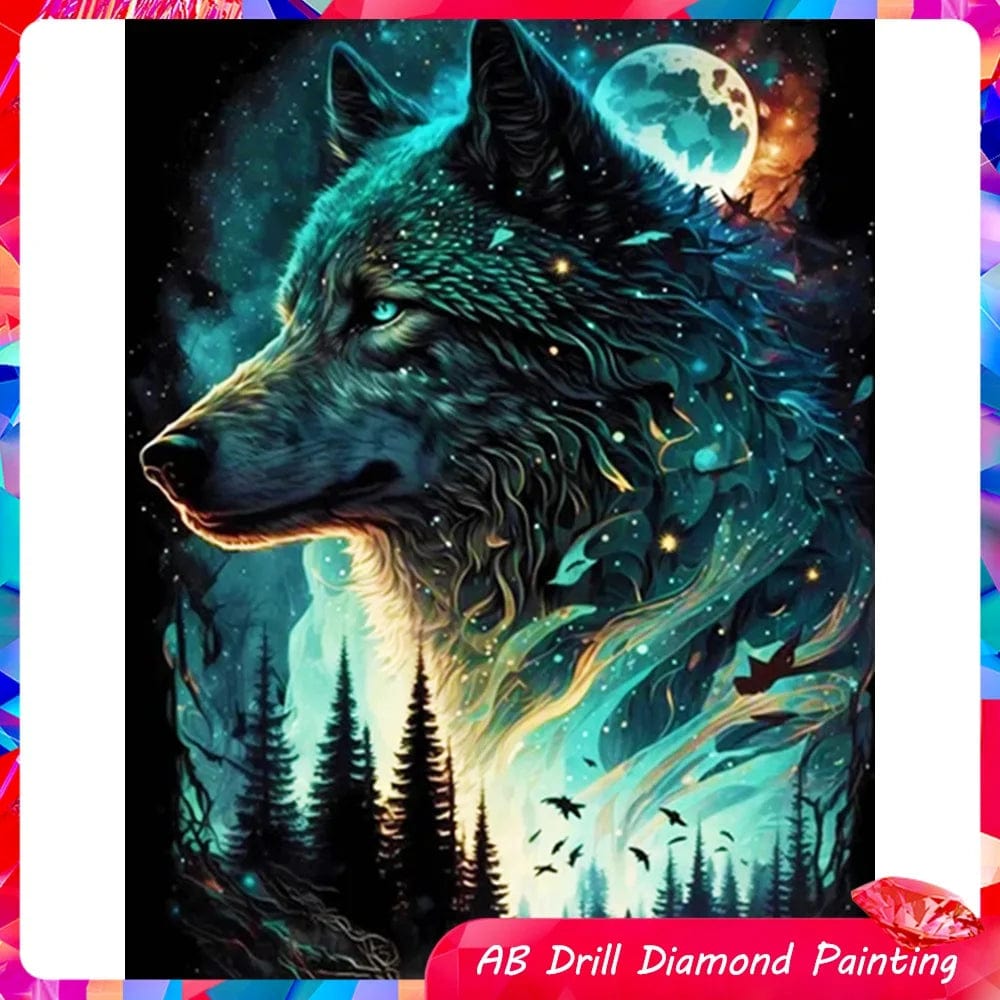 Amazello arts and crafts kit 5D Diamond Painting Moon Night 5D Mosaic Forest