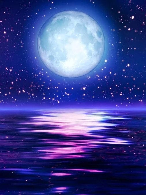 Amazello arts and crafts kit 9934 / Full Square 20X30cm 5D Diamond Painting Moonlight over the Ocean