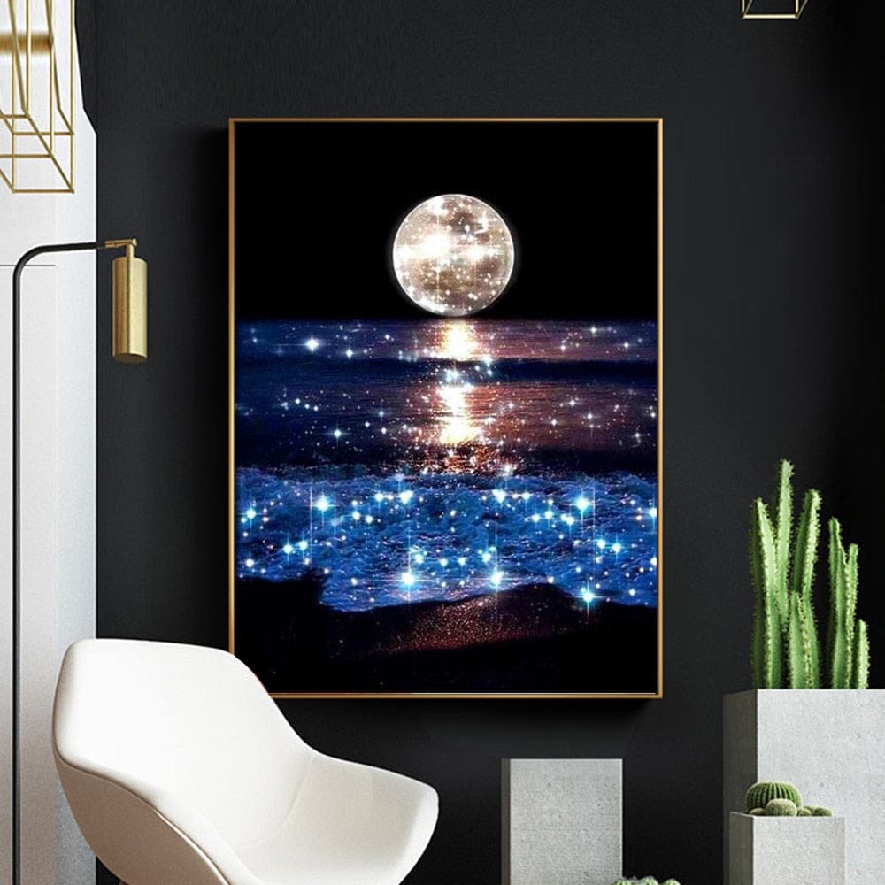 Amazello arts and crafts kit 5D Diamond Painting Moonlight over the Ocean