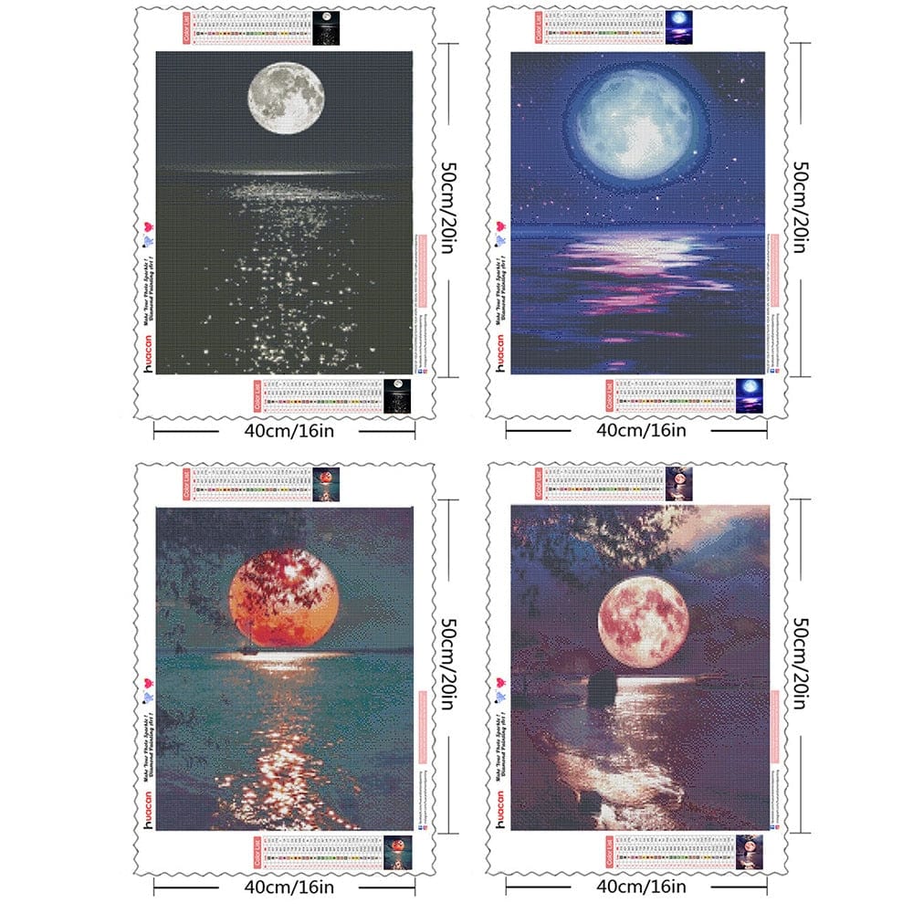 Amazello arts and crafts kit 5D Diamond Painting Moonlight over the Ocean