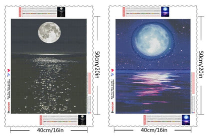 Amazello arts and crafts kit 5D Diamond Painting Moonlight over the Ocean