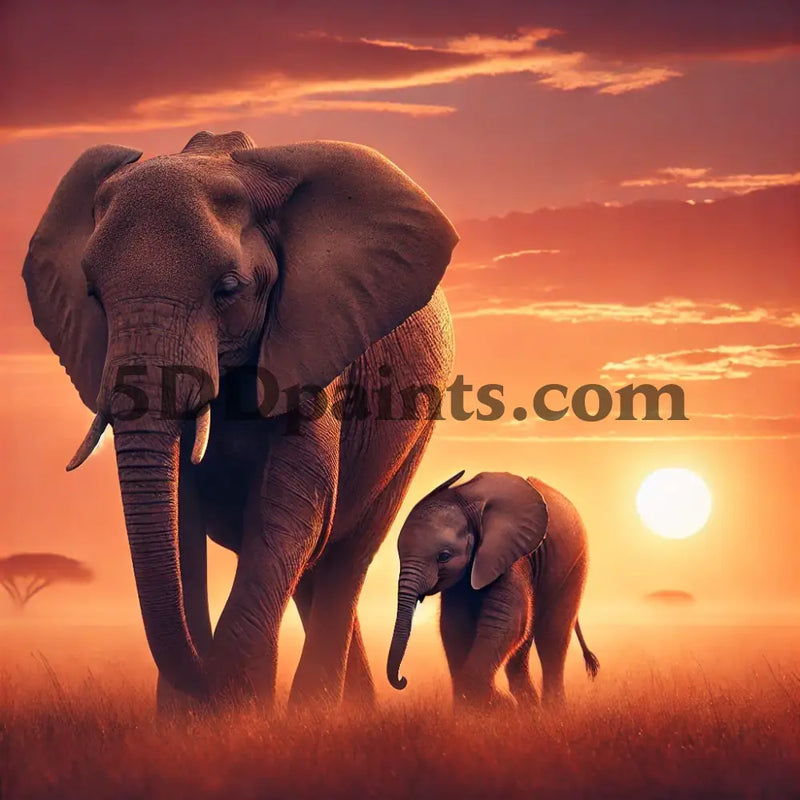 5D Diamond Painting Mother Elephant Arts And Crafts Kit