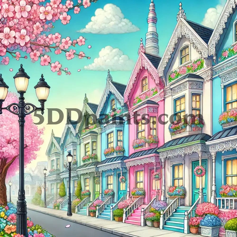 5D Diamond Painting Pastel Homes Arts And Crafts Kit