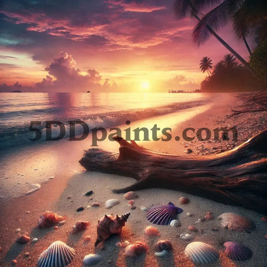 Amazello arts and crafts kit 5D Diamond Painting Peaceful Seaside Sunset