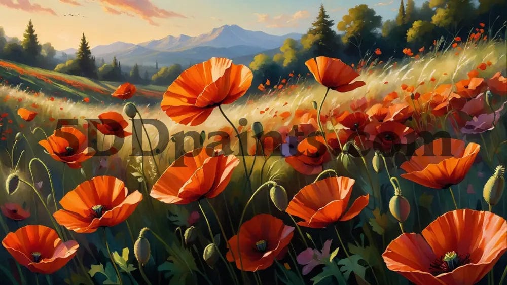 Amazello decoration 5D Diamond Painting Poppy Field