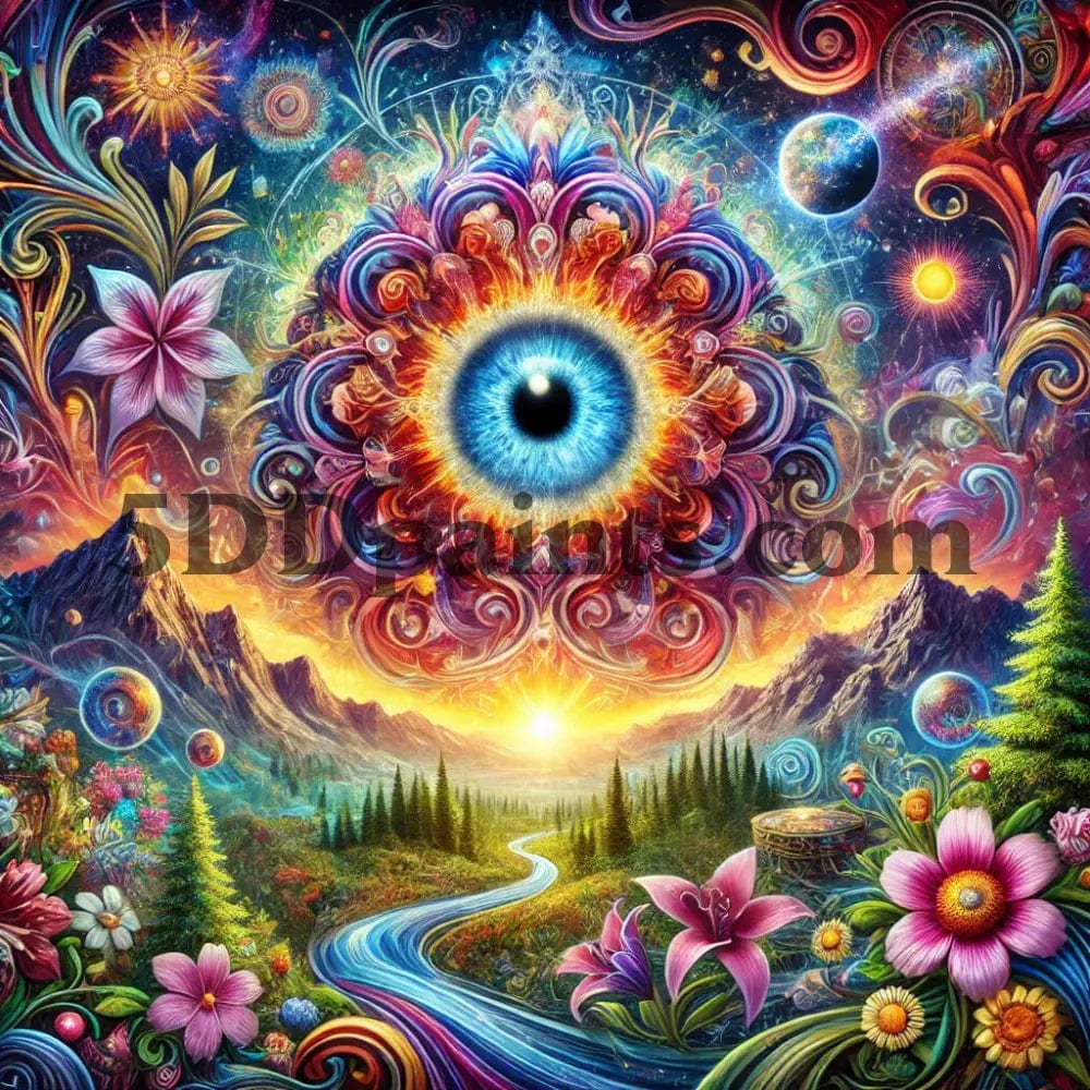 Amazello Art & Craft Kits 2 / 20x20cm square 5D Diamond Painting Psychedelic Eye