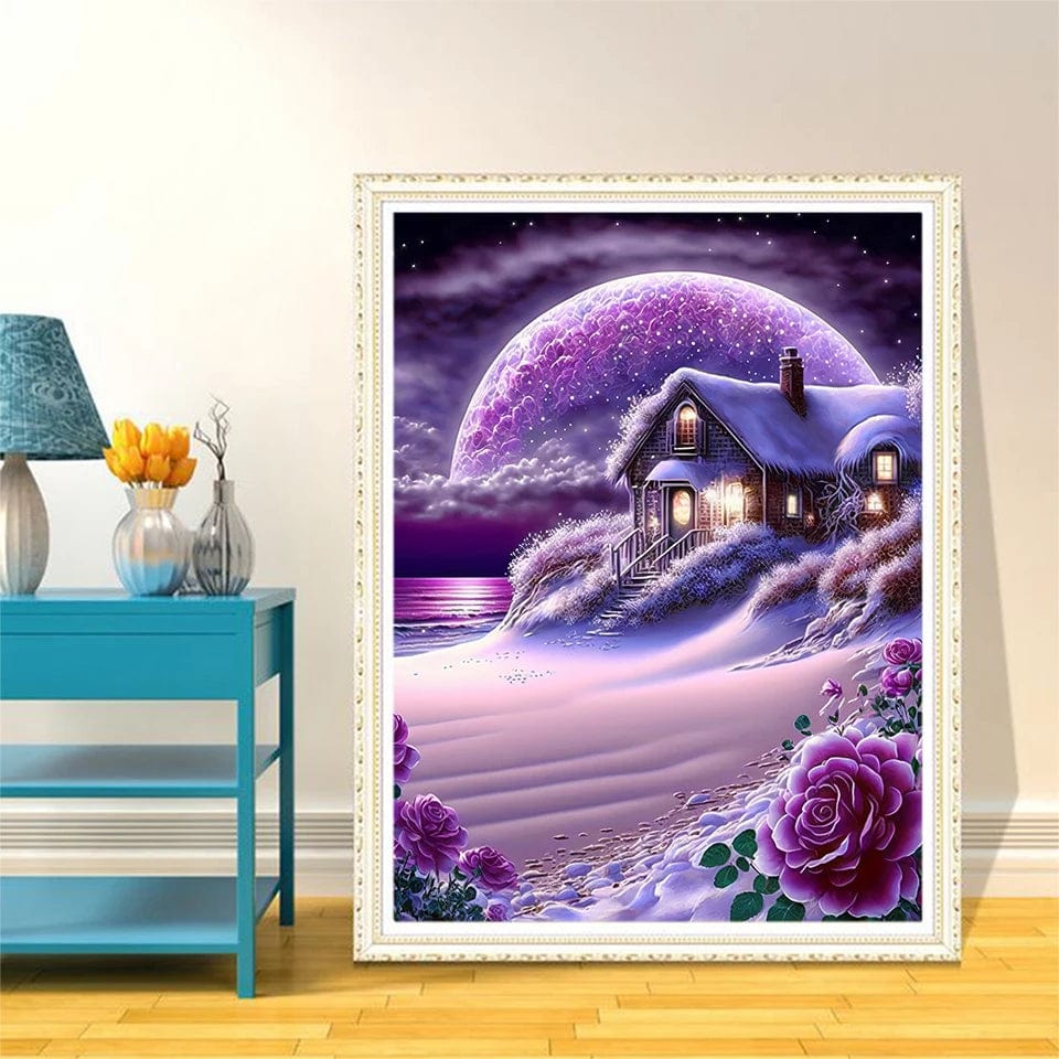 Amazello arts and crafts kit 5D Diamond Painting Purple Landscape