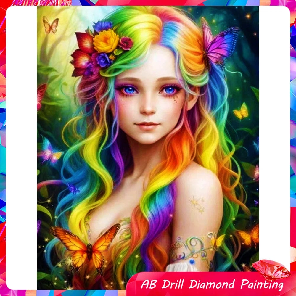 Amazello arts and crafts kit 5D Diamond Painting Rainbow Fairy