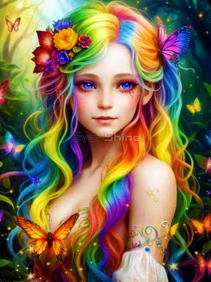 Amazello arts and crafts kit Full Square 20X30cm 5D Diamond Painting Rainbow Fairy