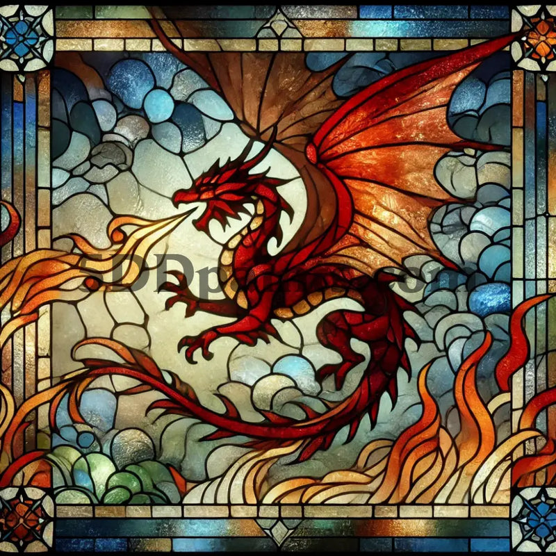 5D Diamond Painting Stain Glass Dragon Arts And Crafts Kit