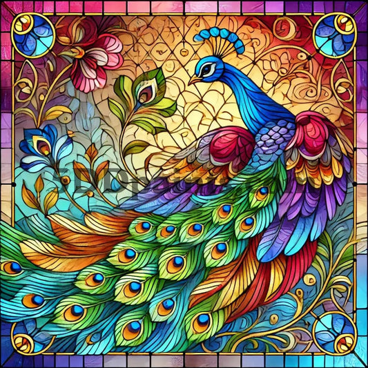 5D Diamond Painting Stain Glass Peacock Arts And Crafts Kit