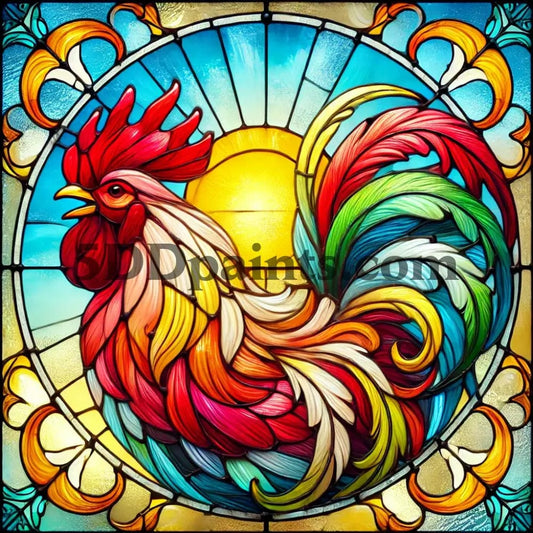 5D Diamond Painting Stain Glass Rooster Arts And Crafts Kit