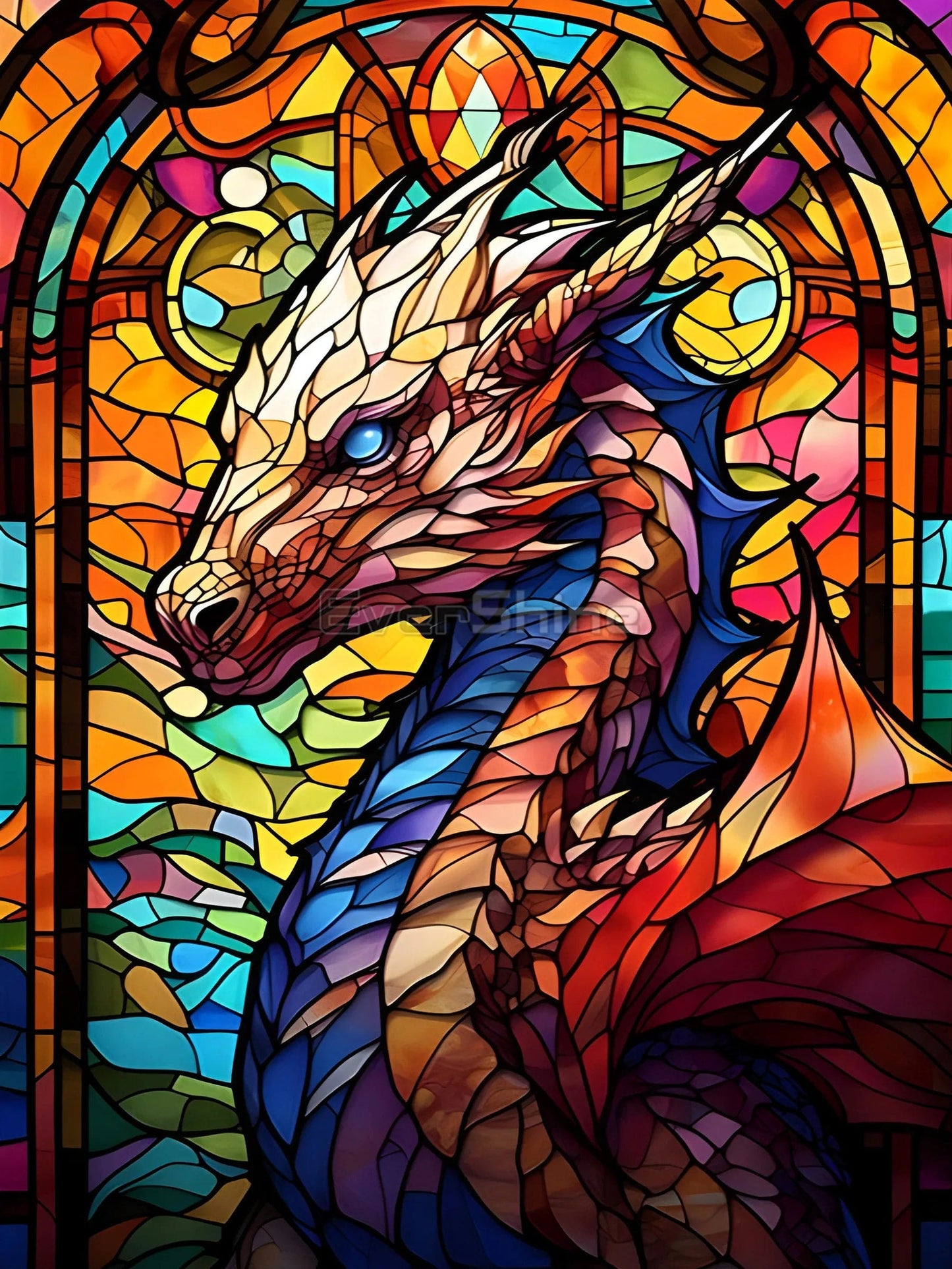 Amazello arts and crafts kit 4208 / Full Square 20X30cm 5D Diamond Painting Stained Glass  Dragon