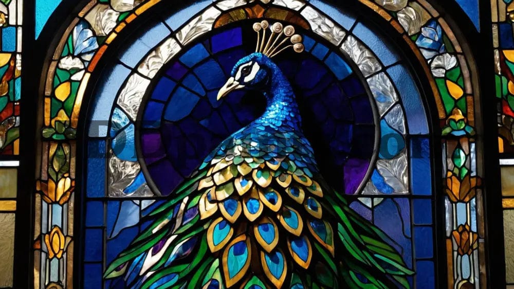 Amazello decoration 5D Diamond Painting Stainglass Peacock