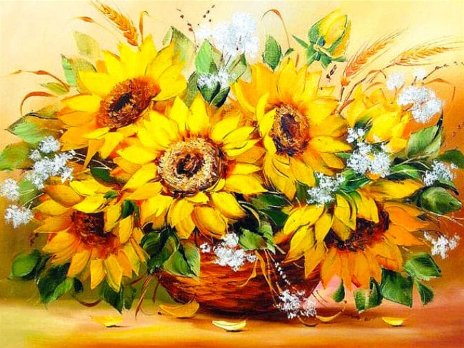 Amazello arts and crafts kit 4644 / Square Drill 30x20cm 5D Diamond Painting Sunflowers