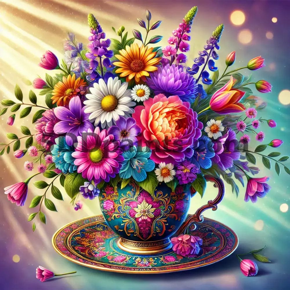 5D Diamond Painting Tea Cup Vase 20X20Cm Square / 1 Arts And Crafts Kit