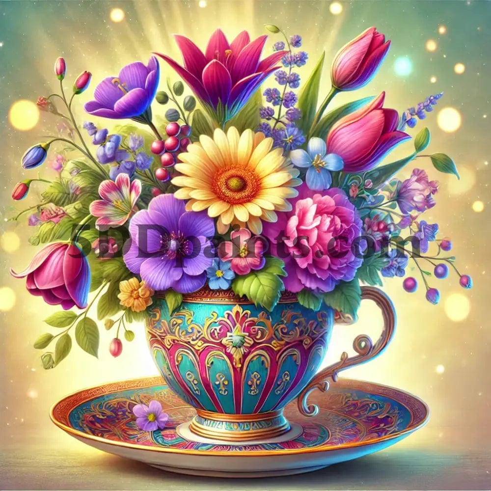 5D Diamond Painting Tea Cup Vase 20X20Cm Square / 2 Arts And Crafts Kit