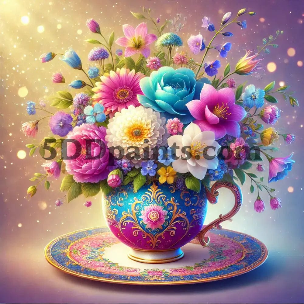 5D Diamond Painting Tea Cup Vase 20X20Cm Square / 3 Arts And Crafts Kit