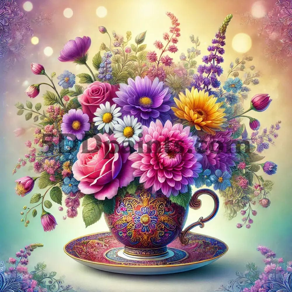 5D Diamond Painting Tea Cup Vase 20X20Cm Square / 4 Arts And Crafts Kit