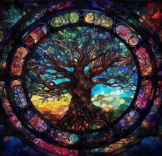 Amazello Art & Craft Kits 8 / Round 20x20cm 5D Diamond Painting Tree of Life Mini Collection 2024