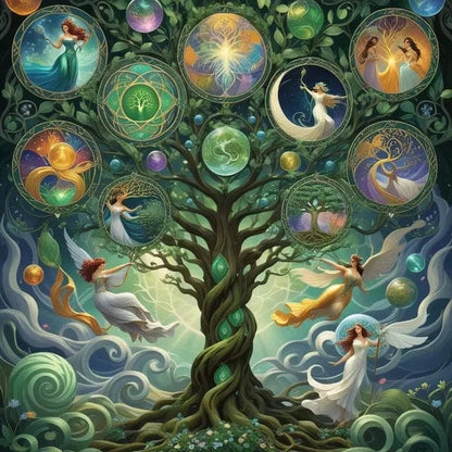 Amazello Art & Craft Kits 1 / Round 20x20cm 5D Diamond Painting Tree of Life Mini Collection 2024