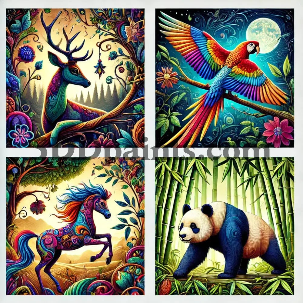 Amazello Art & Craft Kits 5D diamond Painting Vibrant Colored Animals