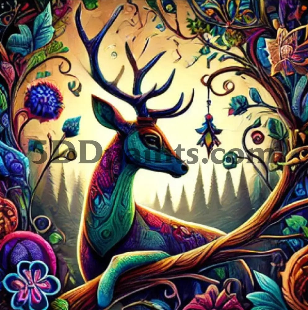 Amazello Art & Craft Kits Deer / 20x20cm square 5D diamond Painting Vibrant Colored Animals