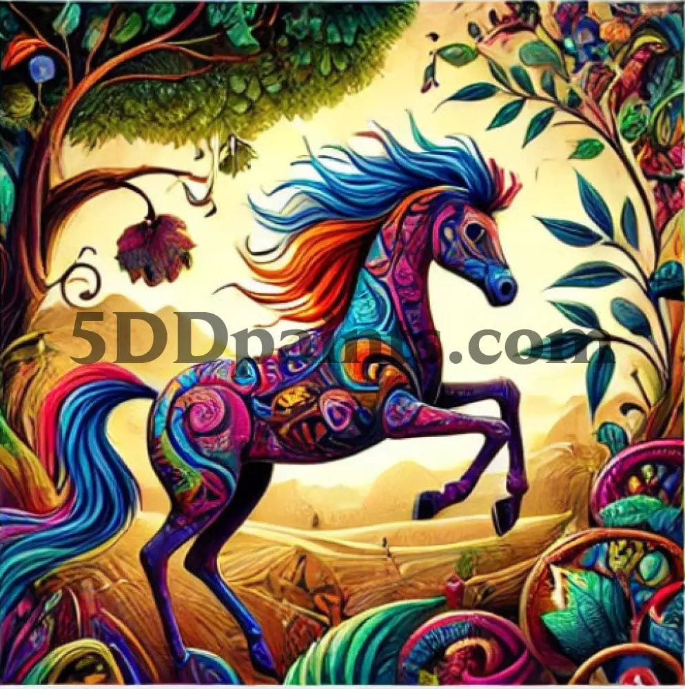 Amazello Art & Craft Kits Horse / 20x20cm square 5D diamond Painting Vibrant Colored Animals