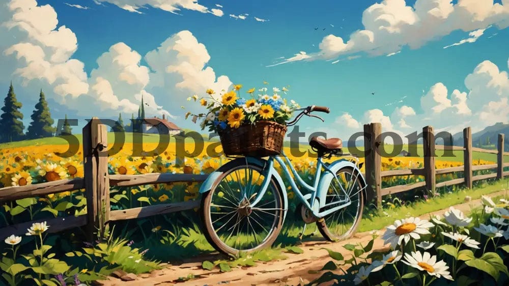 Amazello Art & Craft Kits 5D Diamond Painting Vintage Bicycle with Flowers