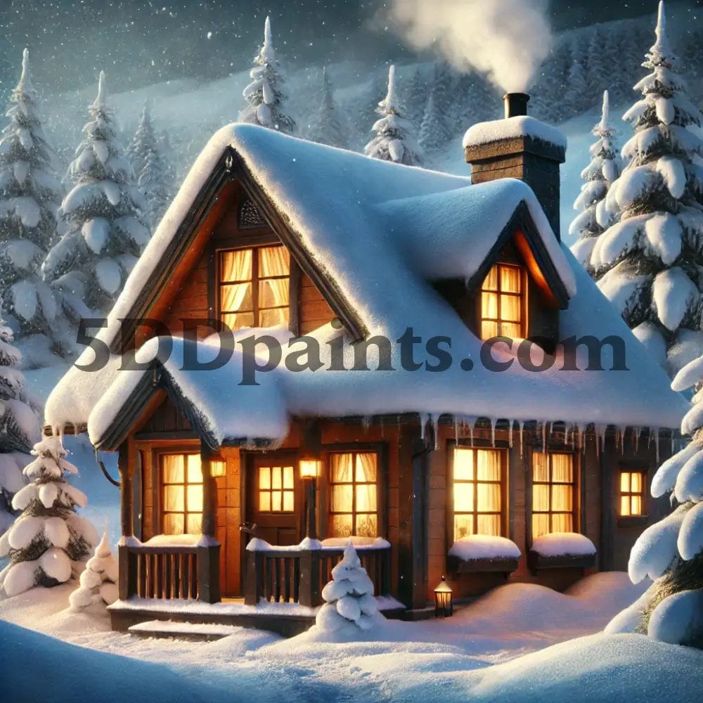 Amazello arts and crafts kit 20x20cm square / 1 5D Diamond Painting Winter Cottage