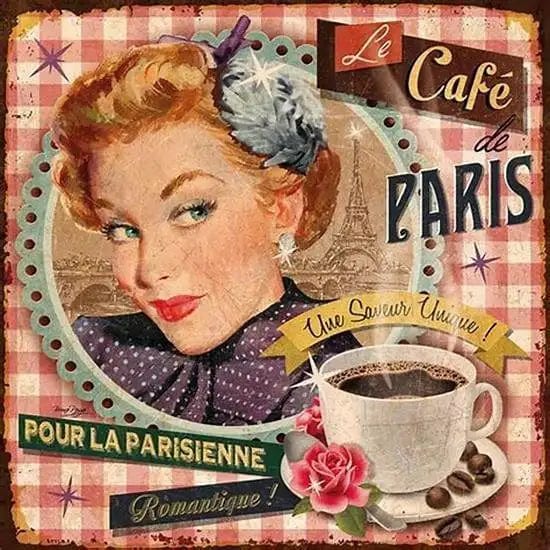 Amazello arts and crafts kit 8 / 30x30cm square 5d Diamond PaintingVintage Ads Wine Coffee Woman